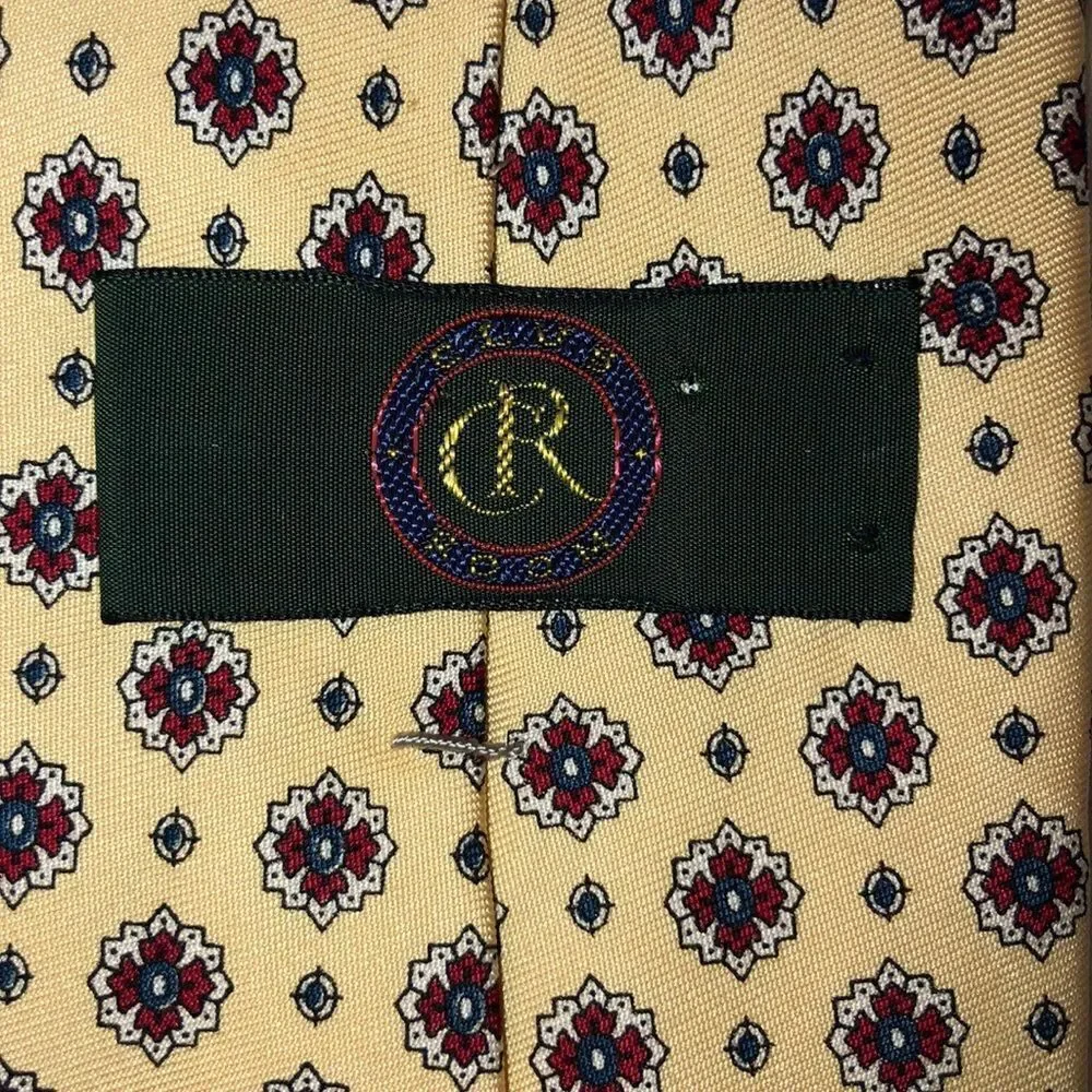 Ivory Cream Red Blue Woven Silk Tie